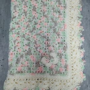 New Handmade  Crocheted Afghan/Blanket with Pastel Accents